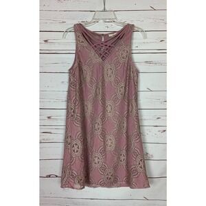 Entro Boutique Women's Size S Small Purple Sleeveless Lace Cute Tunic Dress